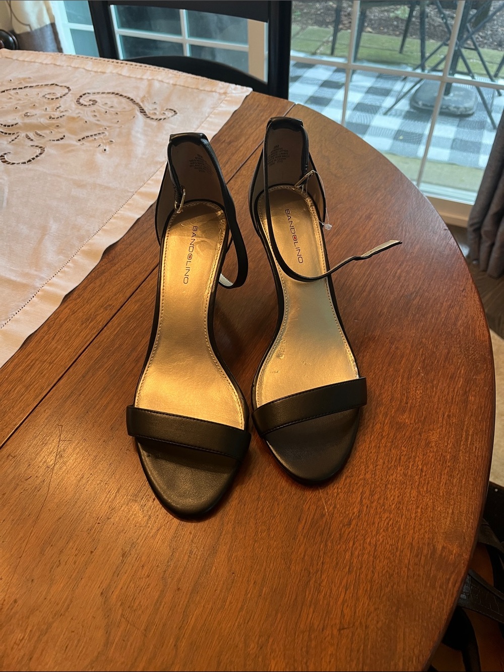 Bandolino Black Open-Toe Ankle-Strap Heels